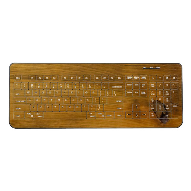 Faux Rustic Barn Wood Wireless Keyboard (Front)
