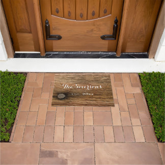 Faux Rustic Brown Barn Wood Doormat