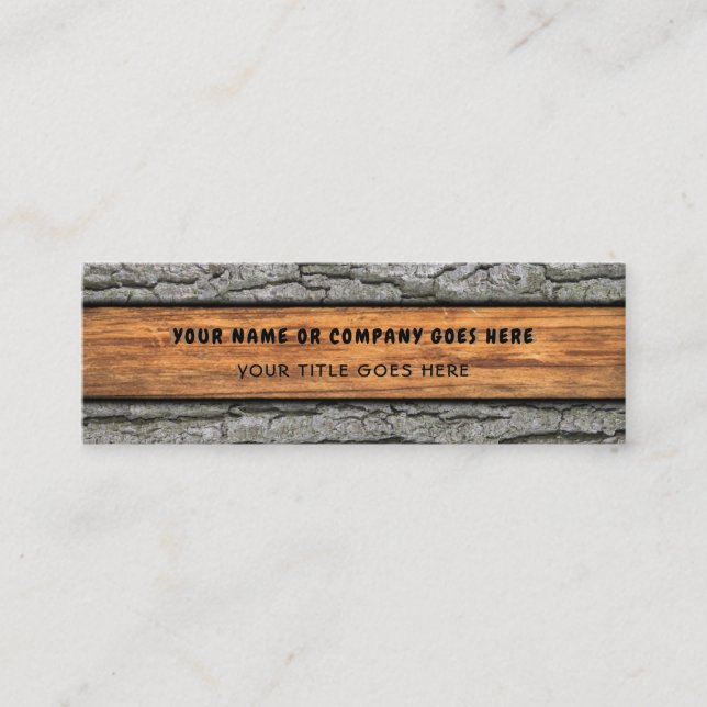 Faux Rustic Dry Wood Grain Tree Bark Mini Business Card (Front)