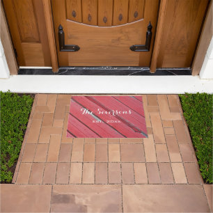 Faux Rustic Red Barn Wood Doormat