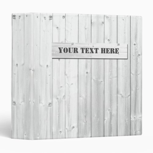 Faux Rustic White Weathered Wood Boards 3 Ring Binder