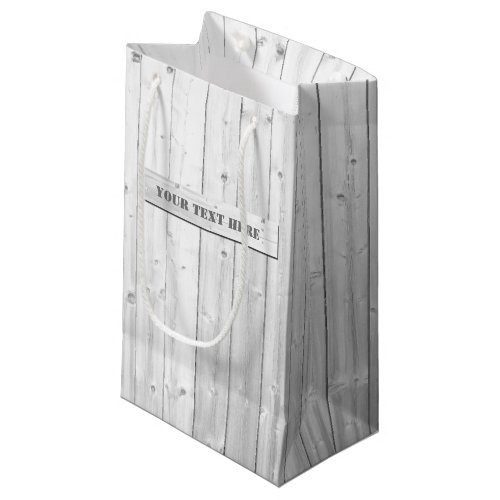 Faux Rustic White Wood Boards Small Gift Bag