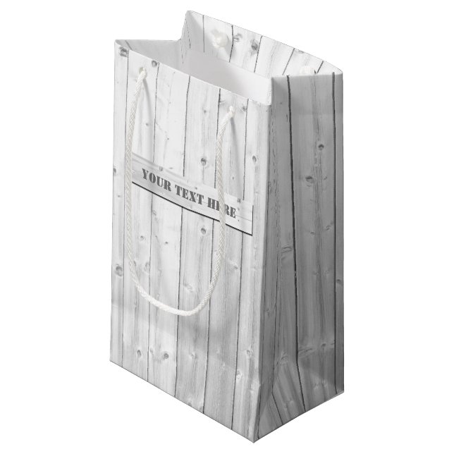 Faux Rustic White Wood Boards Small Gift Bag (Front Angled)