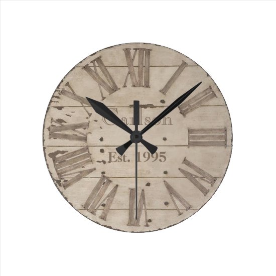 Faux rustic wood custom wall clock
