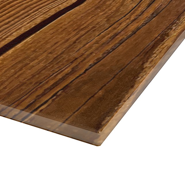 Faux Rustic Wood Glass Cutting Board (Corner)