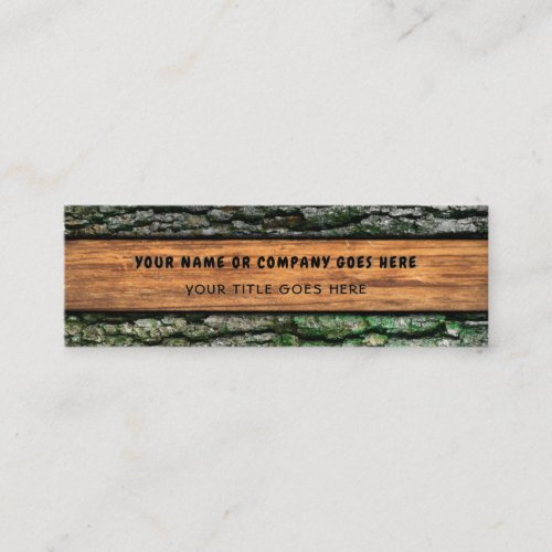 Faux Rustic Wood Grain Tree Bark Moss Mini Business Card