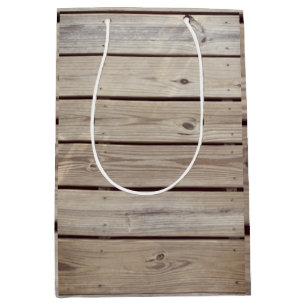 Faux Rustic Wood Planks Medium Gift Bag