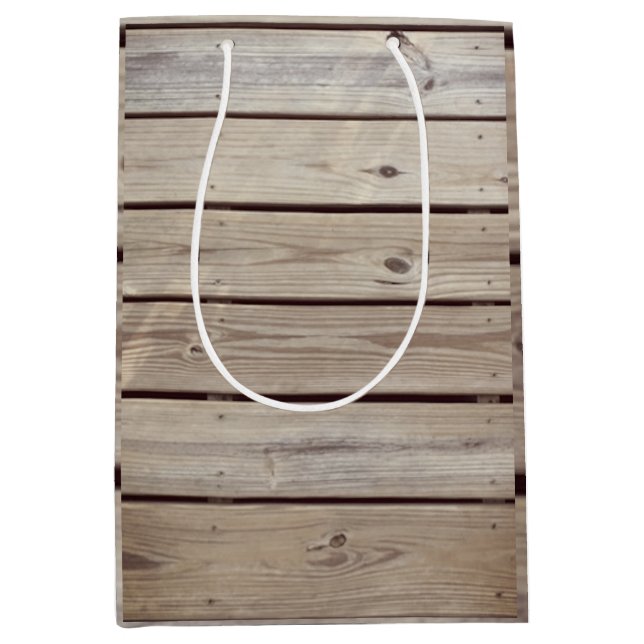 Faux Rustic Wood Planks Medium Gift Bag (Front)