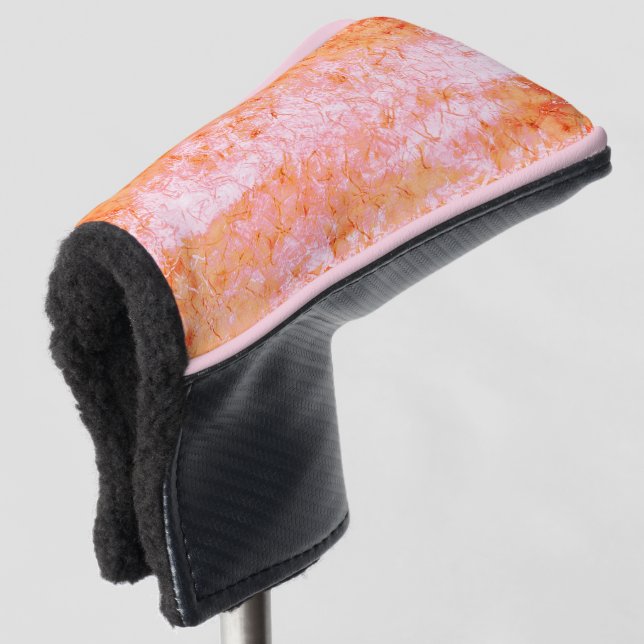 Faux salmon leather, off-white golf head cover (3/4 Front)