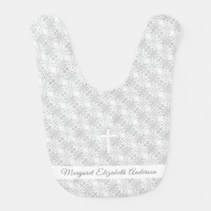 Faux Satin and Lace Baptismal Bib