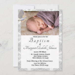 Faux Satin Holy Spirit Baptismal Invitation