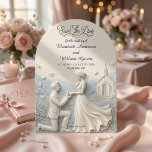 Faux Sculpted Bas Relief Romantic Proposal Save The Date<br><div class="desc">Announce your formal matrimonial event with romantic elegance, featuring a classical faux bas-relief proposal scene in beautiful dusty blue and cream tones.This composition demonstrates a formal stationery layout, utilizing an arched framework to contain a heavily detailed, vintage cameo-inspired scene. The illustration depicts a kneeling groom proposing to a standing bride...</div>