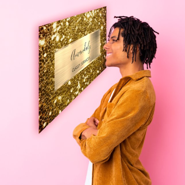 Faux Sepia Gold Glitter QR Code Logo Mustard Busin Business Card (Faux Sepia Gold Glitter QR Code Logo Mustard Busin Business Card)