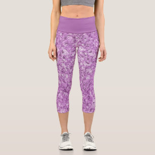 Faux Sequin Pink Pattern  Capri Leggings