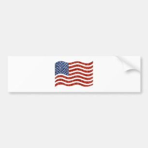 faux sequin print american flag bumper sticker
