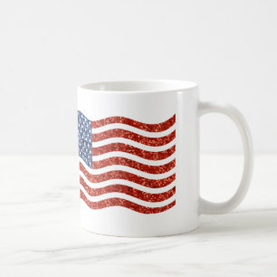 faux sequin print american flag coffee mug