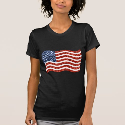 faux sequin print american flag T_Shirt