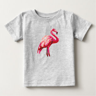 Faux Sequin Printed Tropical Flamingo Bird Baby T-Shirt