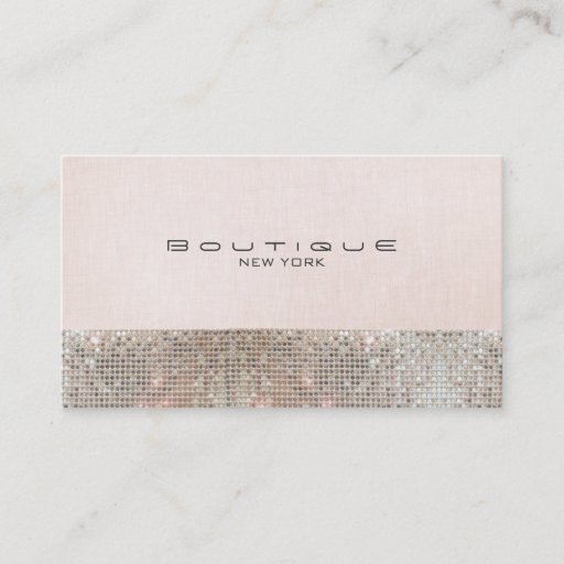 Customizable Sequins and Linen Pink Boutique *NOT REAL SEQUINS Business Card Template