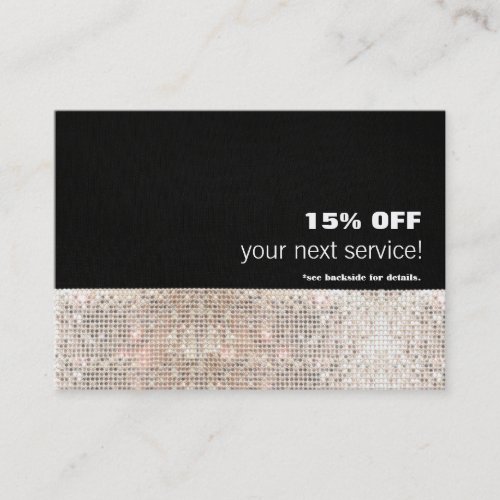 Faux Sequins Hair Salon and Spa Discount Coupon 2 Business Card Template