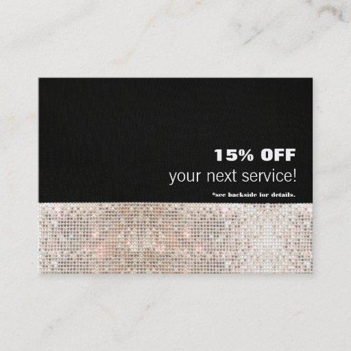 Customizable Faux Sequins Hair Salon and Spa Discount Coupon 2 Business Card Template