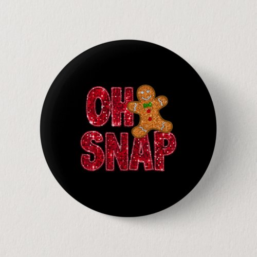 Faux Sequins Oh Snap Christmas Gingerbread Family  Button