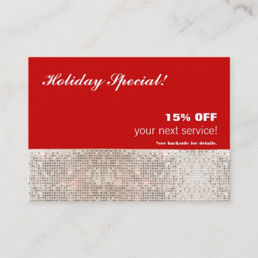 Customizable Faux Sequins Salon and Spa Holiday Gift Card Business Card Template