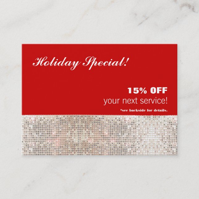 Faux Sequins Salon Spa Holiday Christmas Gift Card (Front)