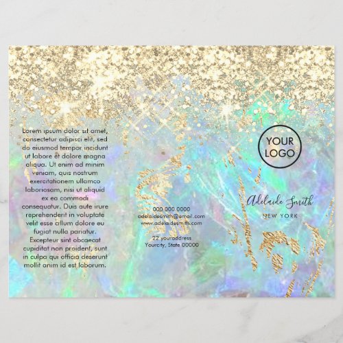 faux shiny glitter opal trifold brochure