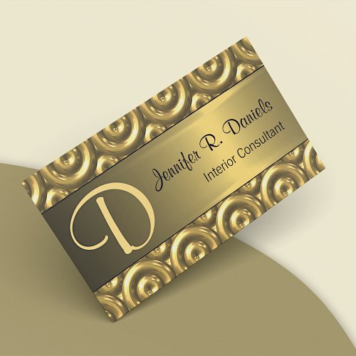 Faux Shiny Gold 3D Abstract Circles Mosaic Pattern Business Card