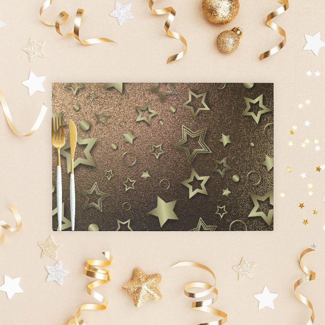 Faux Shiny Gold Stars Glam Paper Placemat (Creator Uploaded)