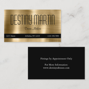 Faux Shiny Metallic Gold Black Contact Bar Business Card