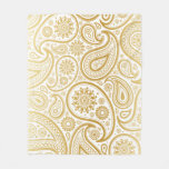 Faux Shiny Metallic Gold Paisley Print Fleece Blanket at Zazzle