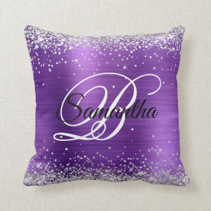 16x16 Toutware Amethyst Purple with Saffron Yellow Stars Design Throw Pillow Multicolor 