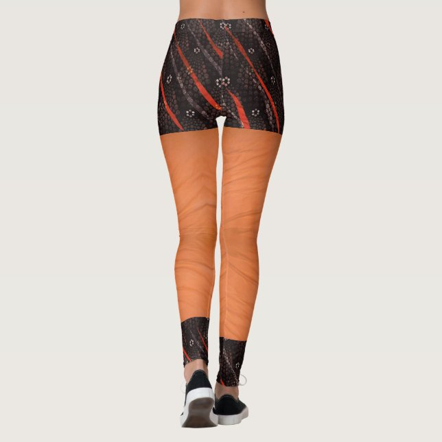 Faux Shorts Textile Pattern Leggings (Back)