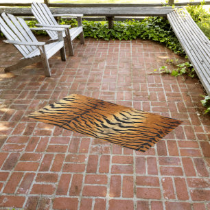 Faux Siberian Tiger Animal Skin Outdoor Rug