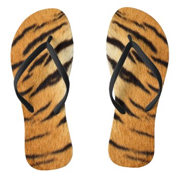 Faux Siberian Tiger Skin Flip Flops by Digitalbcon at Zazzle