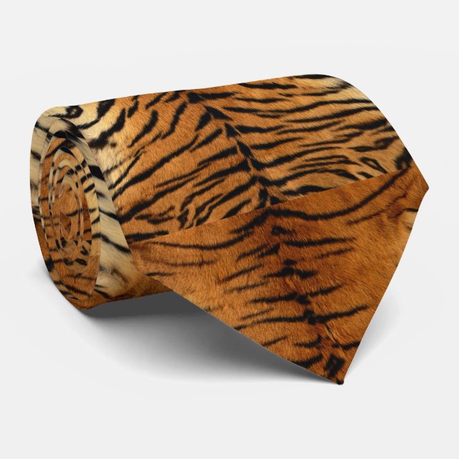 Faux Siberian Tiger Skin Men's Tie (Rolled)