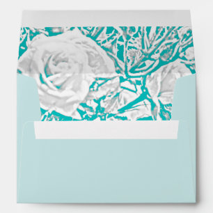Faux Silk Embossed Illusion Rose/Teal Envelope