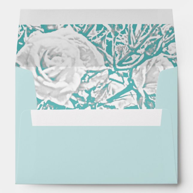 Faux Silk Embossed Illusion Rose/Teal Envelope (Back (Bottom))