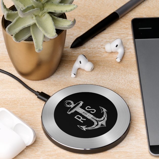 Faux silver anchor and background wireless charger  (Desk 2)