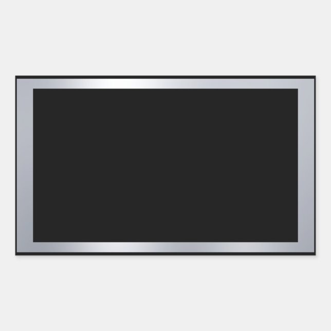 Faux Silver And Black Elegant Blank Template Rectangular Sticker (Front)