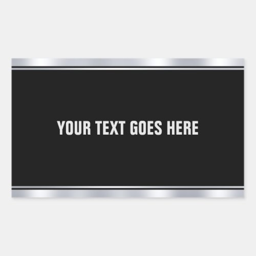 Faux Silver Black Add Your Text Template Custom Rectangular Sticker
