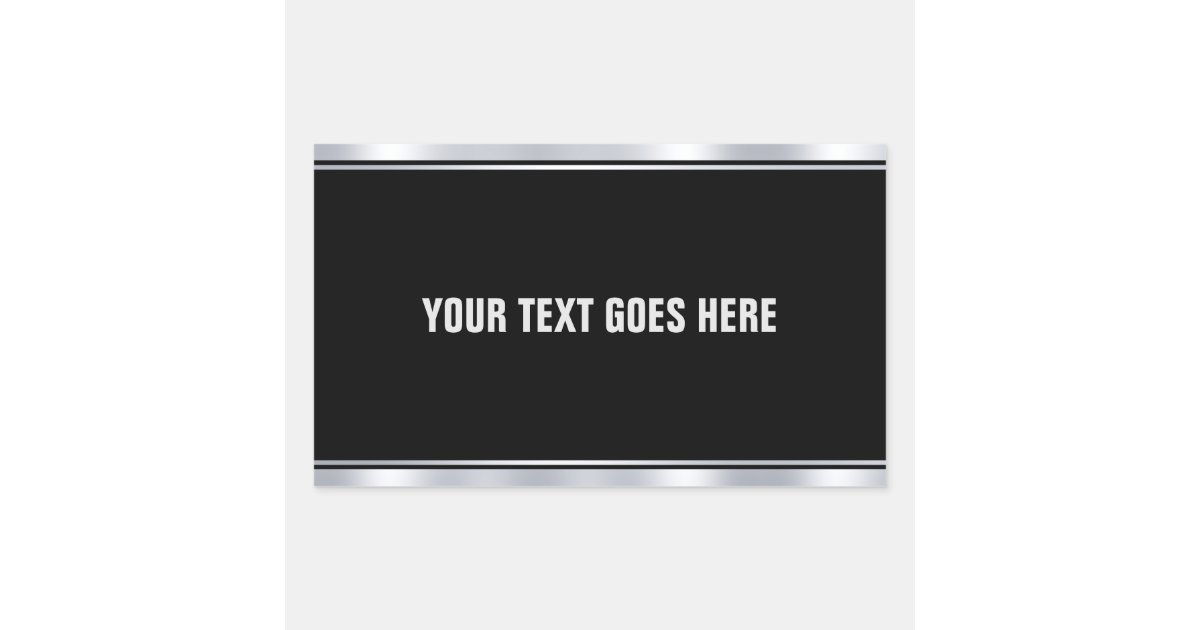 Textboxt Sticker Silver Faux Silver Black Add Your Text Template Custom Rectangular Sticker ...