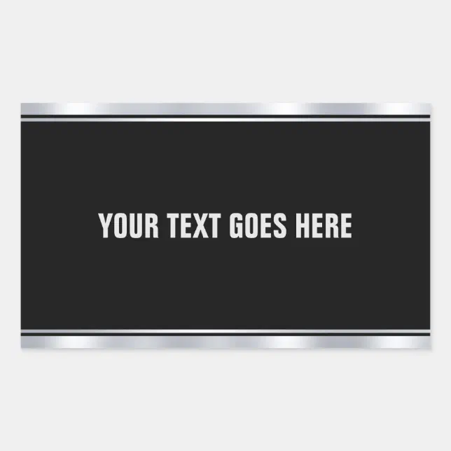 Textboxt Sticker Silver Faux Silver Black Add Your Text Template Custom Rectangular Sticker ...