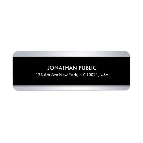 Faux Silver Black Template Modern Sophisticated Label