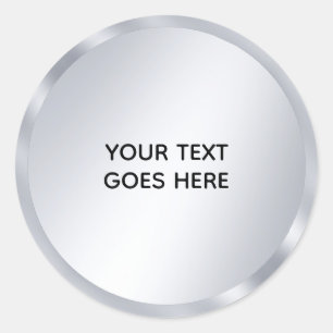 Faux Silver Blank Template Elegant Add Your Text Classic Round Sticker