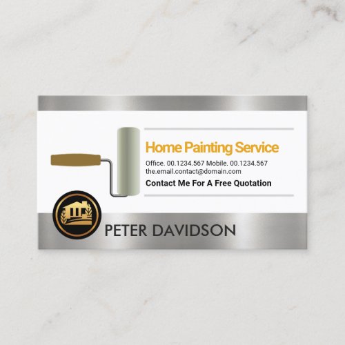 Faux Silver Borders Roller Paint Brush Painter Business Card