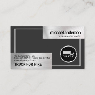 Faux Silver Box Border Truck Logistics Driver Business Card