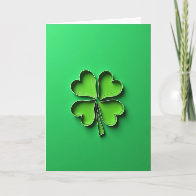Faux Silver Clover Good Luck Card (Front)